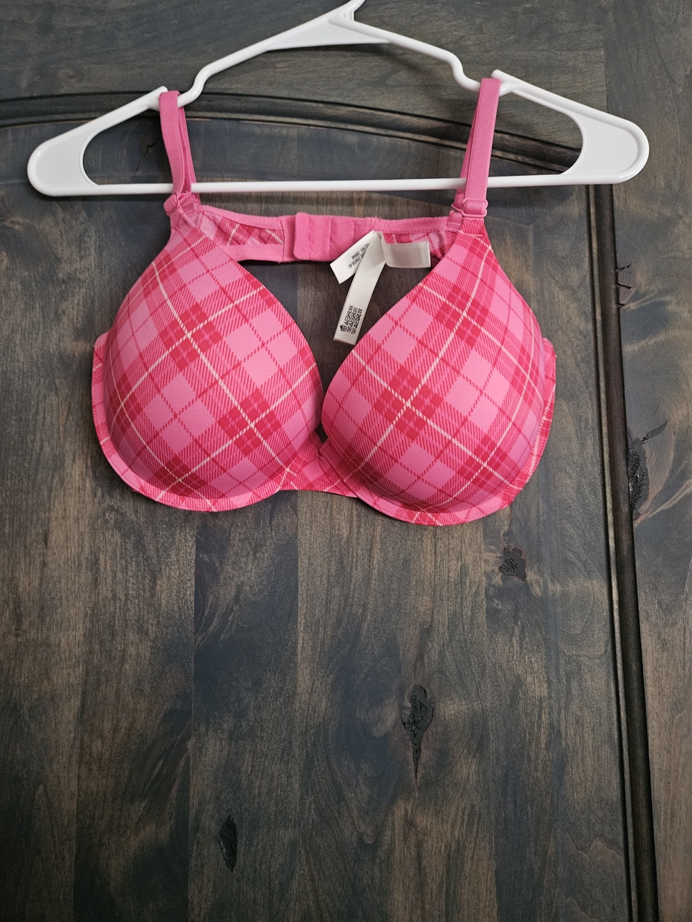PINK Victoria's Secret Hot Pink Plaid T-Shirt Bra
